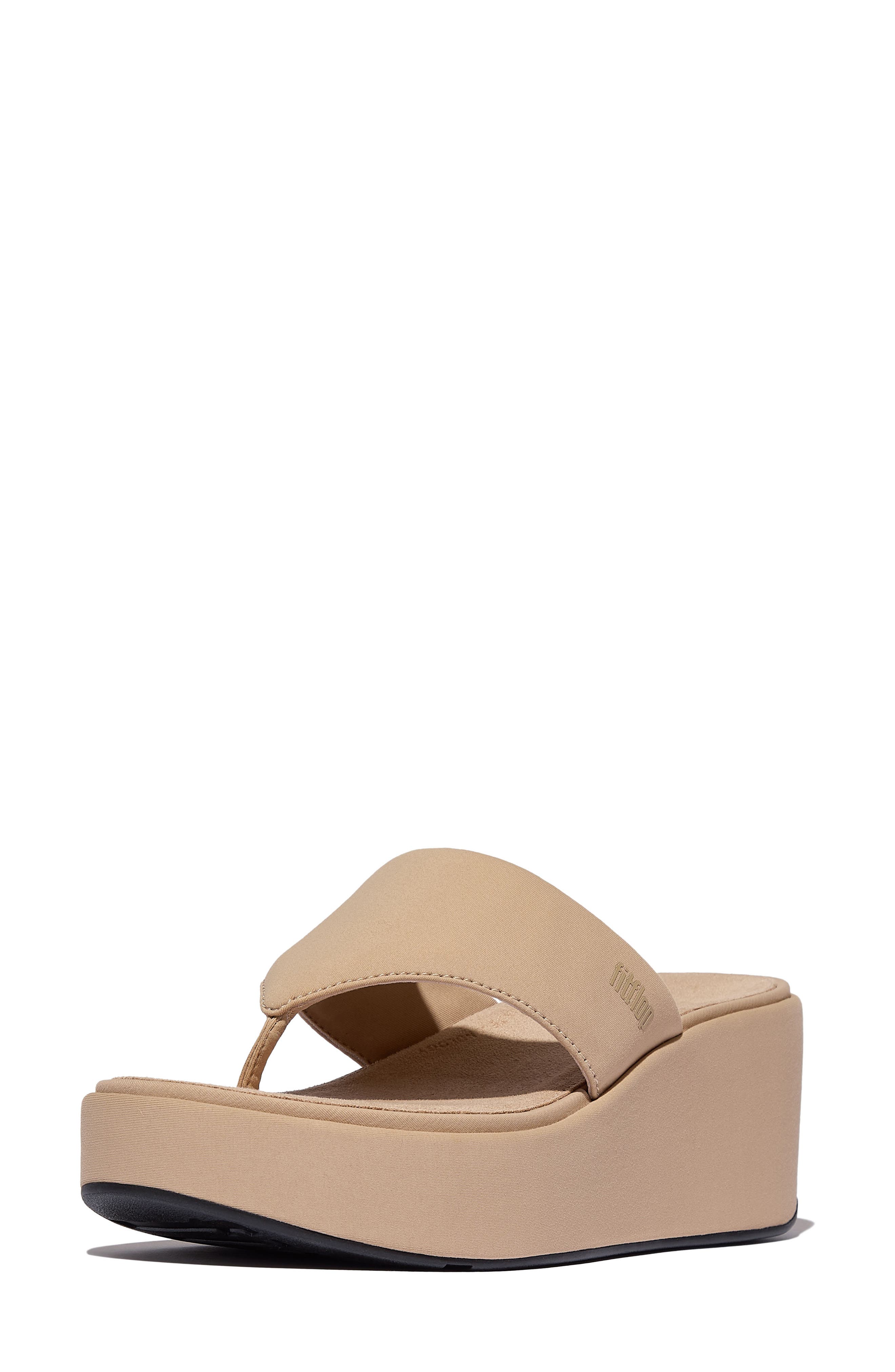FitFlop PlatFForms Wedge Toe Post Sandal, Alternate, color, Classic Beige
