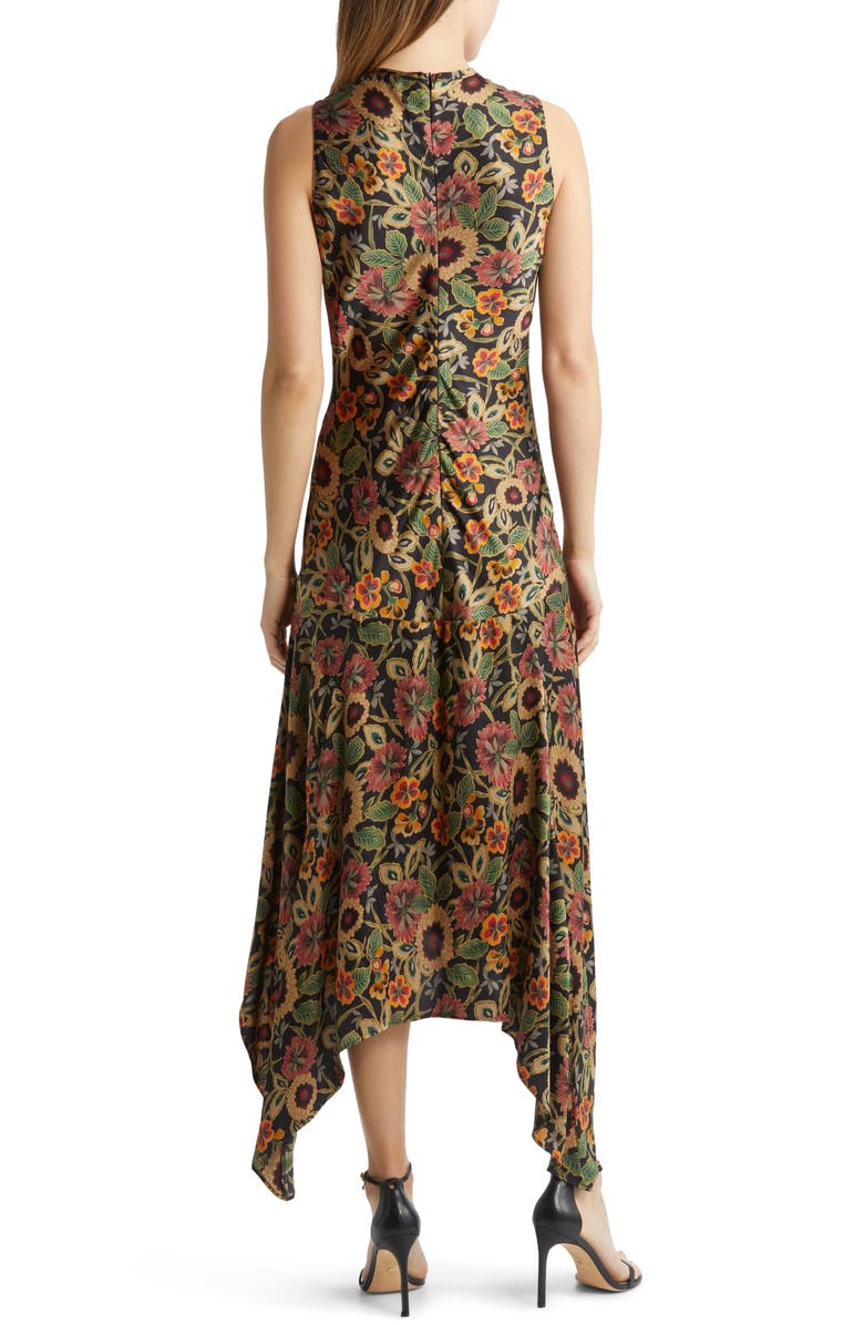 MELLODAY Floral Print Ruched Satin Midi Dress, Alternate, color,