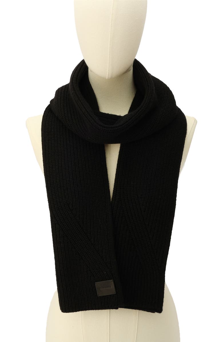 AllSaints Traveling Rib Knit Scarf, Alternate, color,