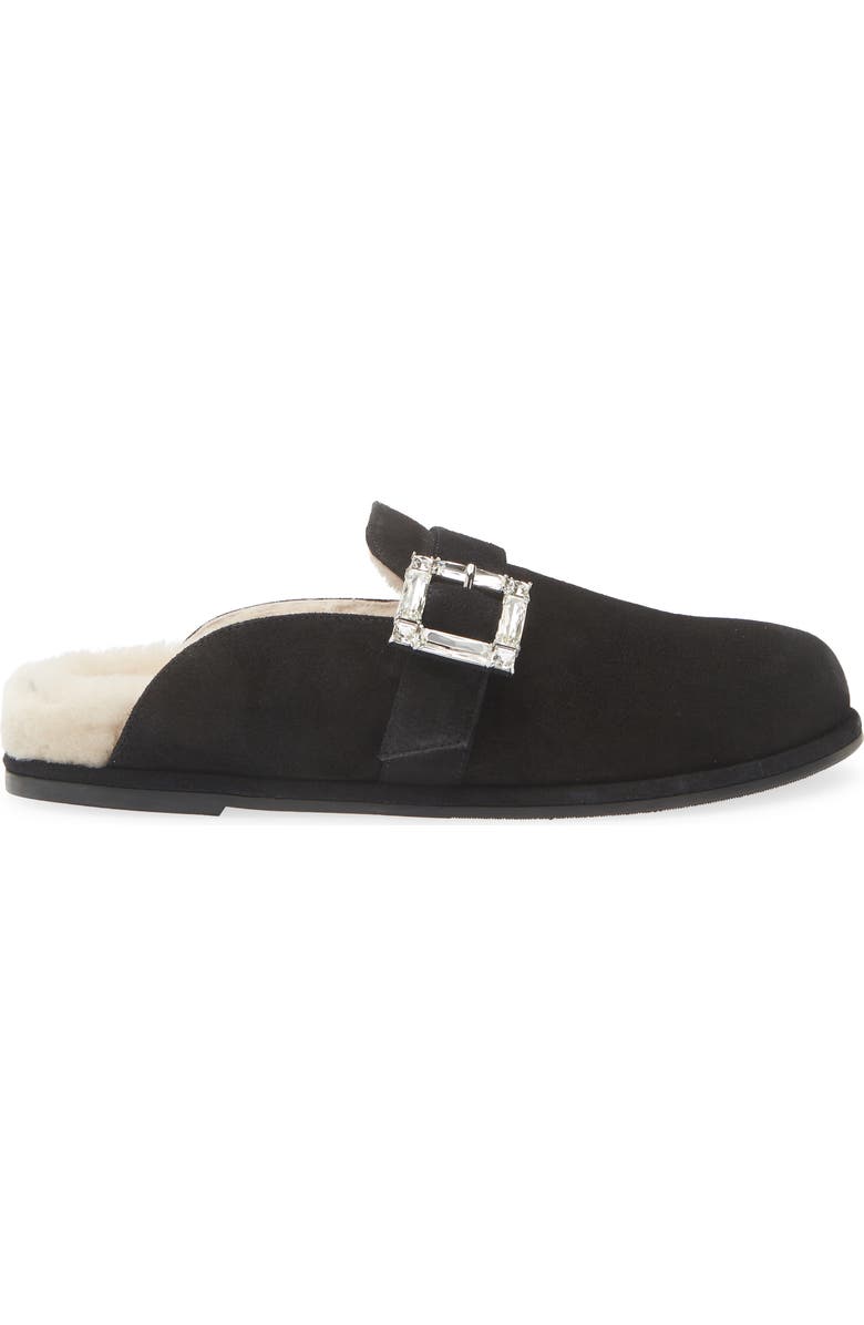 Stuart Weitzman June Genuine Shearling Mule, Alternate, color, Black/ Natural
