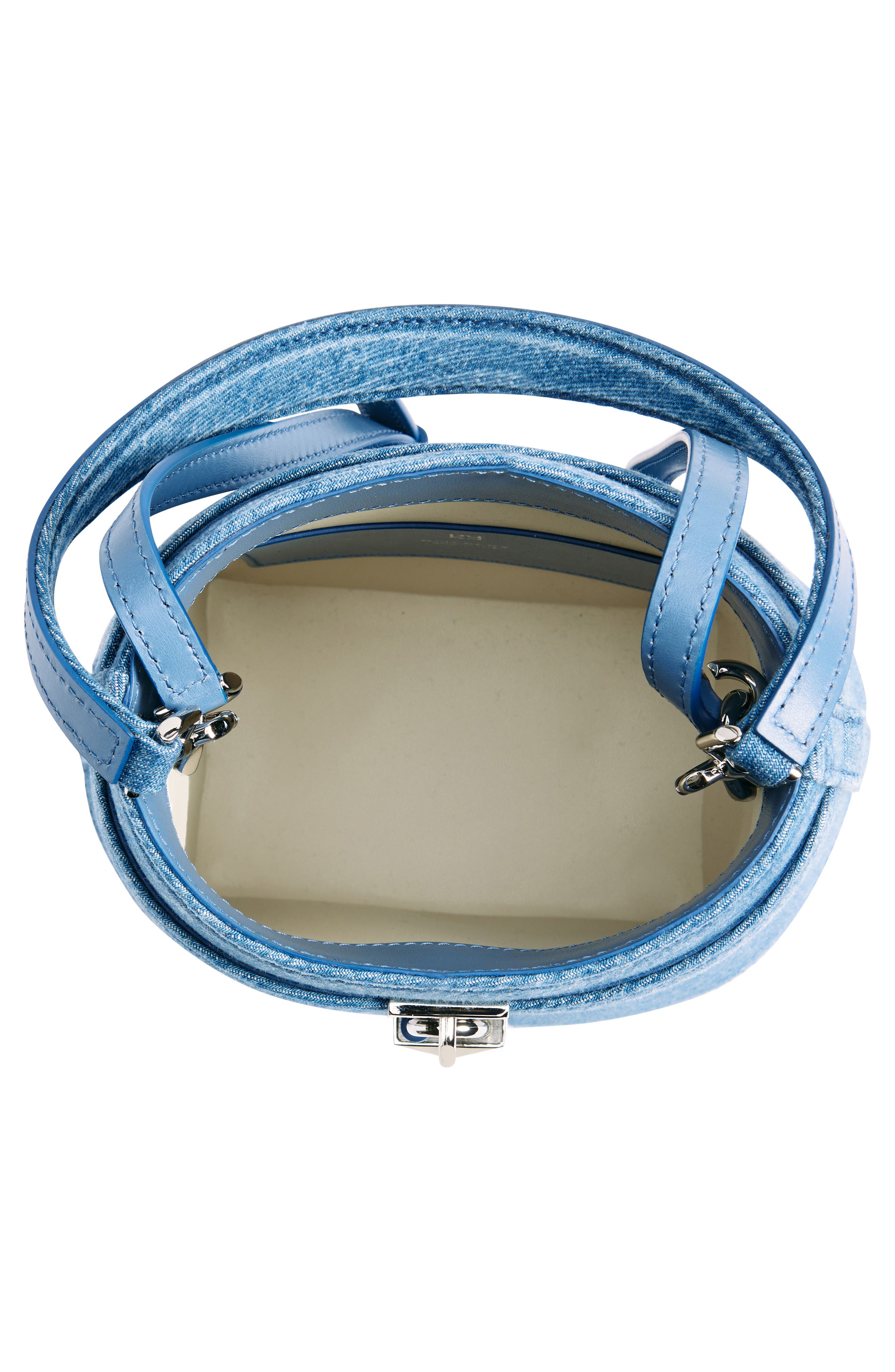 Shark Lock Denim Bucket Bag, Alternate, color, MEDIUM BLUE