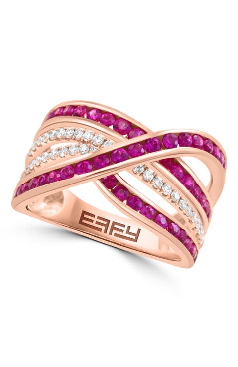 14K Rose Gold Ruby Ribbon Statement Ring