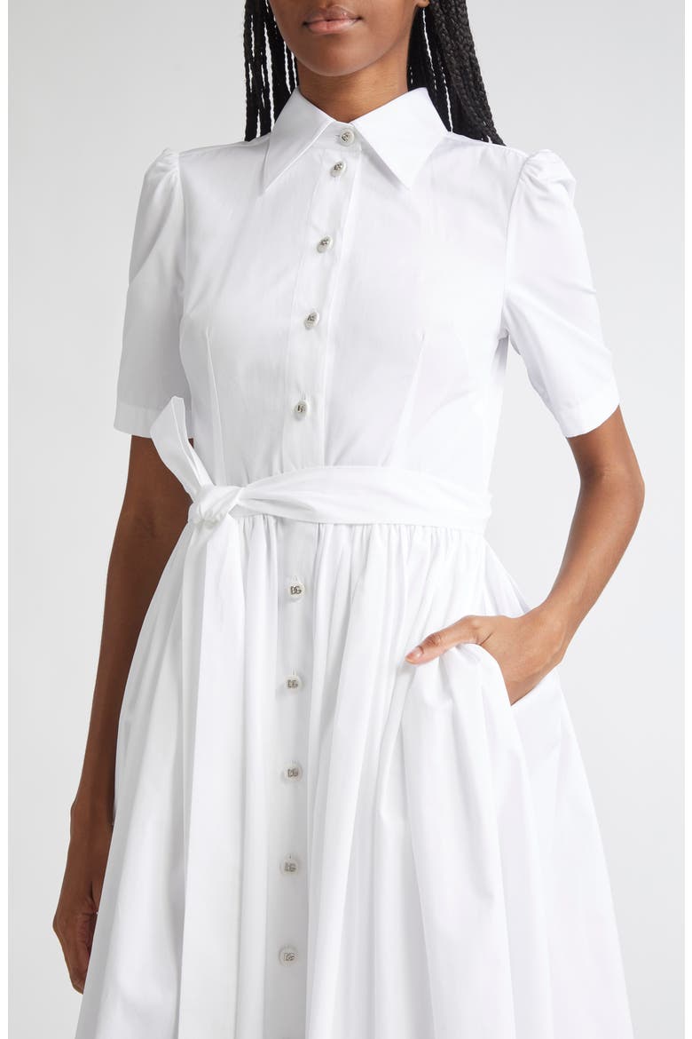 Belted Cotton Poplin Shirtdress, Alternate, color, W0800 BIANCO OTTICO