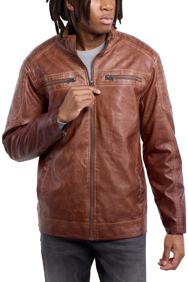 Faux Leather Jacket, Alternate, color, TOBACCO