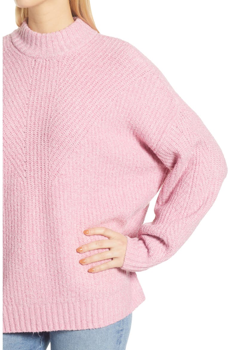 Oversize Mock Neck Sweater, Alternate, color, PINK TRILLIUM