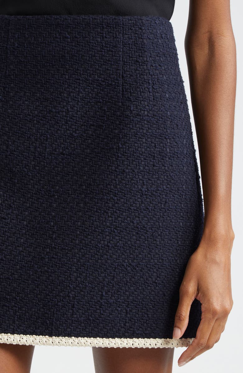 Veronica Beard Roman Tweed Miniskirt, Alternate, color, Navy