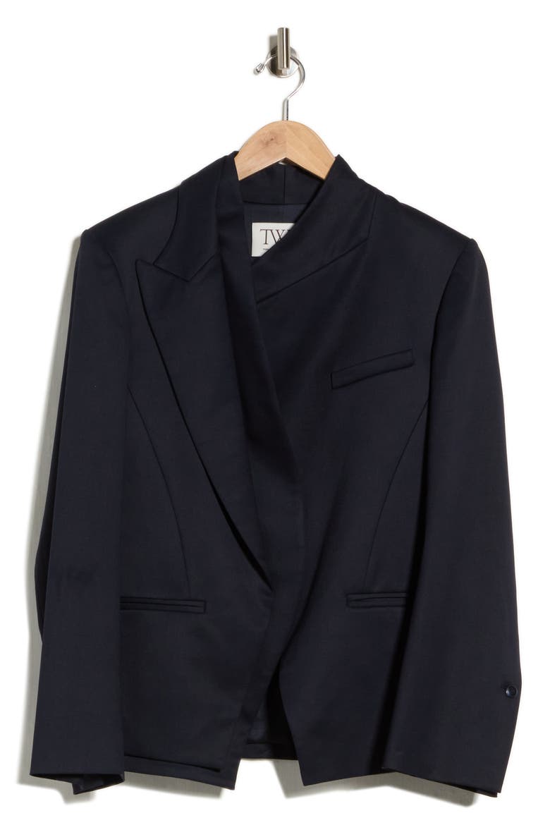 Mick's Wife Wool Blend Wrap Blazer, Alternate, color, MIDNIGHT