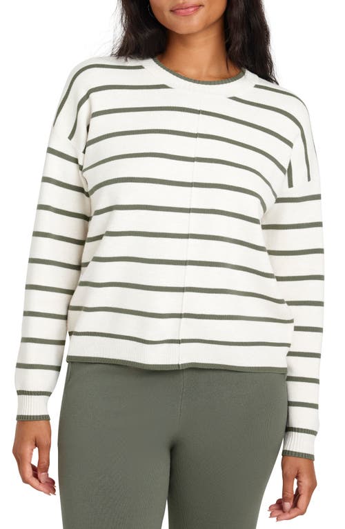 Splendid x Cella Jane Stripe Front Seam Sweater in Snow White/Caviar Stripe 