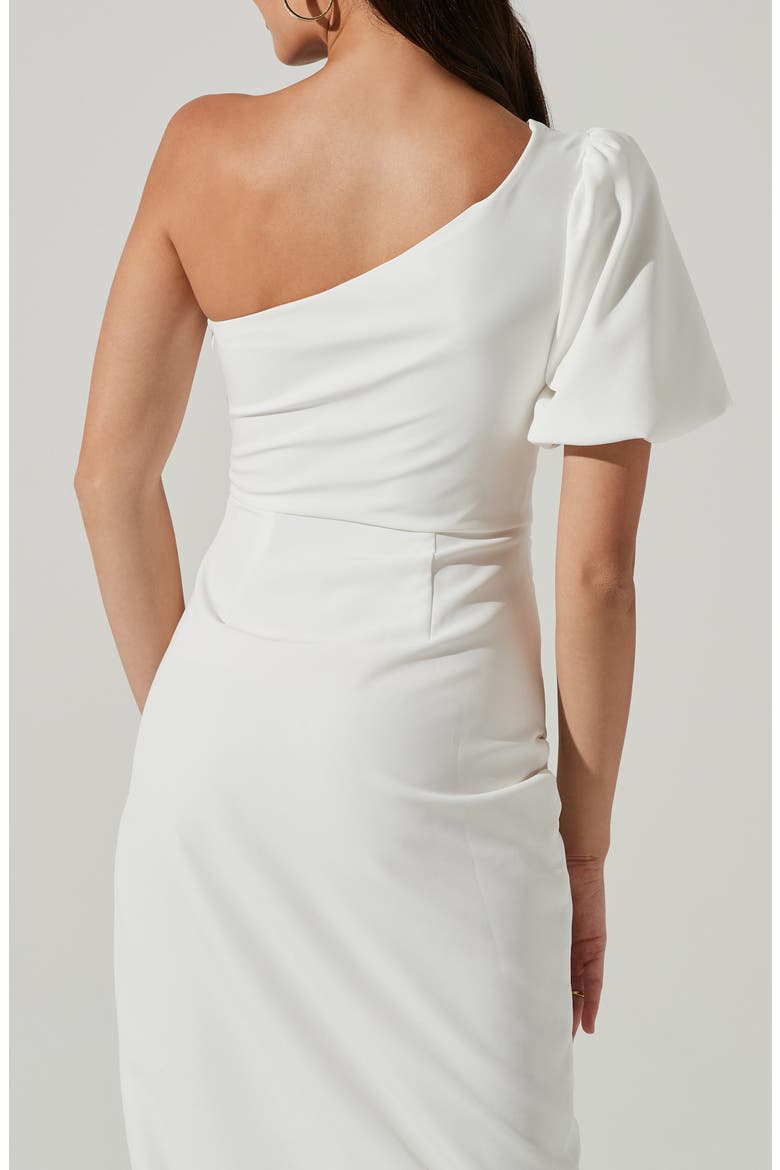 Joelle One-Shoulder Puff Sleeve Dress, Alternate, color, WHITE
