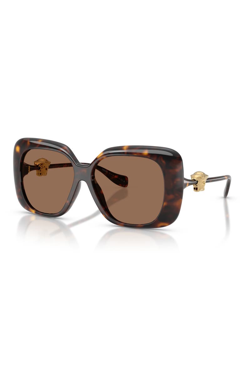 57mm Square Sunglasses, Alternate, color, HAVANA / DARK BROWN