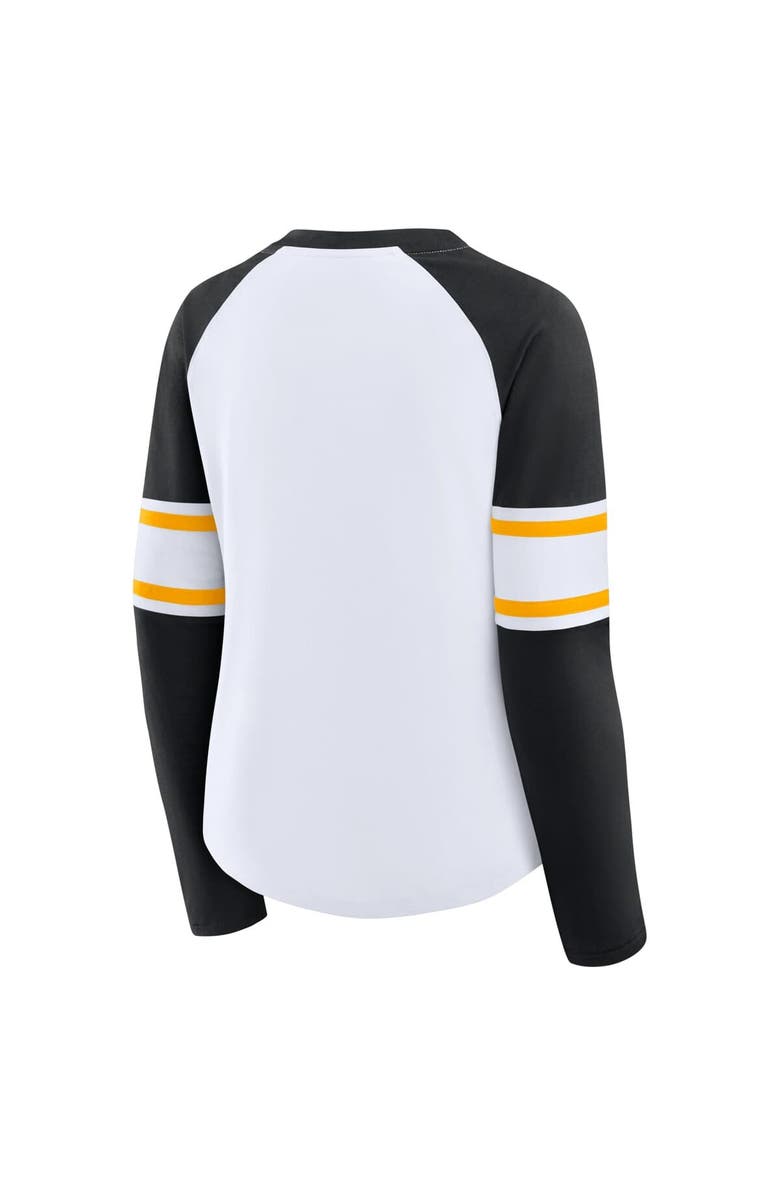 FANATICS Women's Fanatics White/Black Pittsburgh Steelers Redzone Blitz Package Raglan Lace-Up V-Neck Long Sleeve T-Shirt, Alternate, color, White
