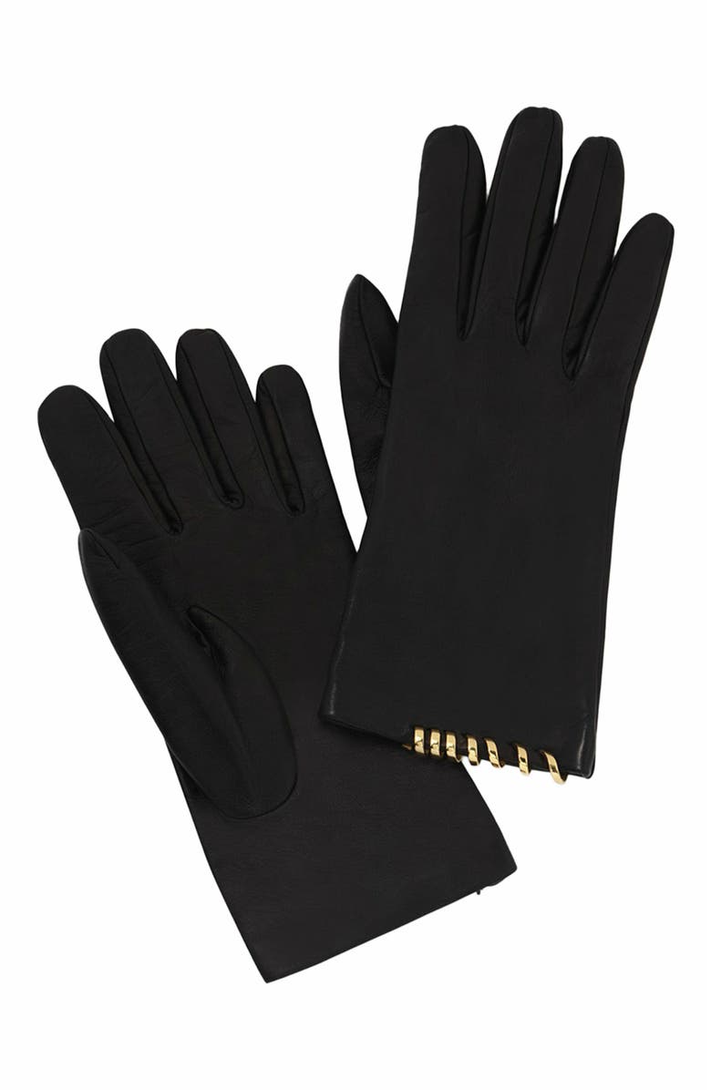 Lanvin Melodie Leather Gloves By Lanvin, Main, color, Black