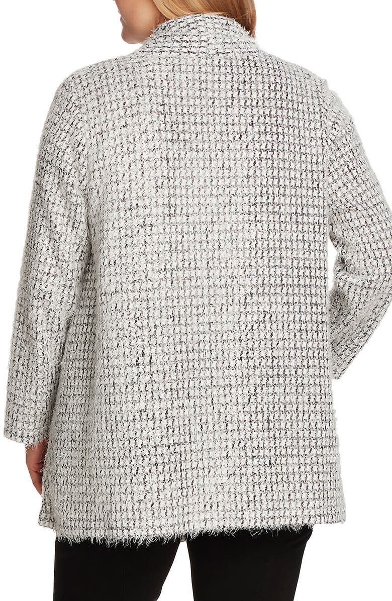 Vince Camuto Drape Front Eyelash Houndstooth Cardigan, Alternate, color,
