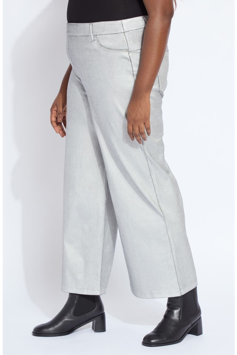 Metallic Coated Pull-On High Waist Wide Leg Jeans, Alternate, color, METALLIC SILVER