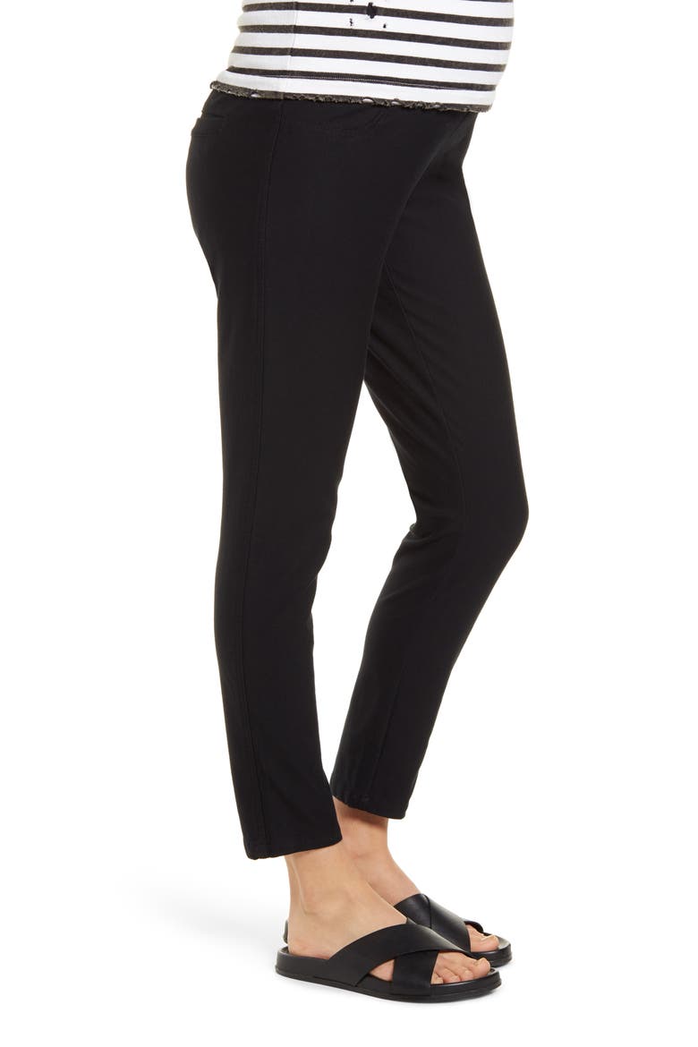 Over the Belly Crop Slim Maternity Pants, Alternate, color, BLACK