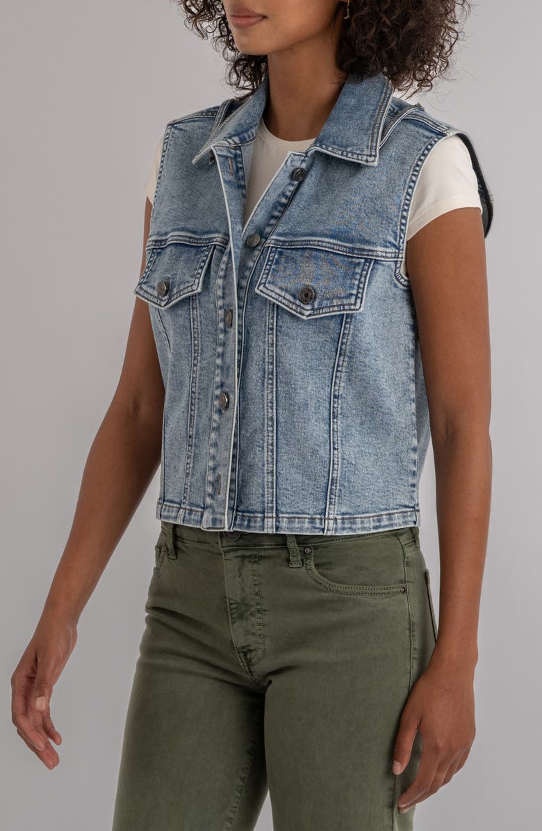 KUT from the Kloth Frankie Crop Denim Vest, Alternate, color, Actually