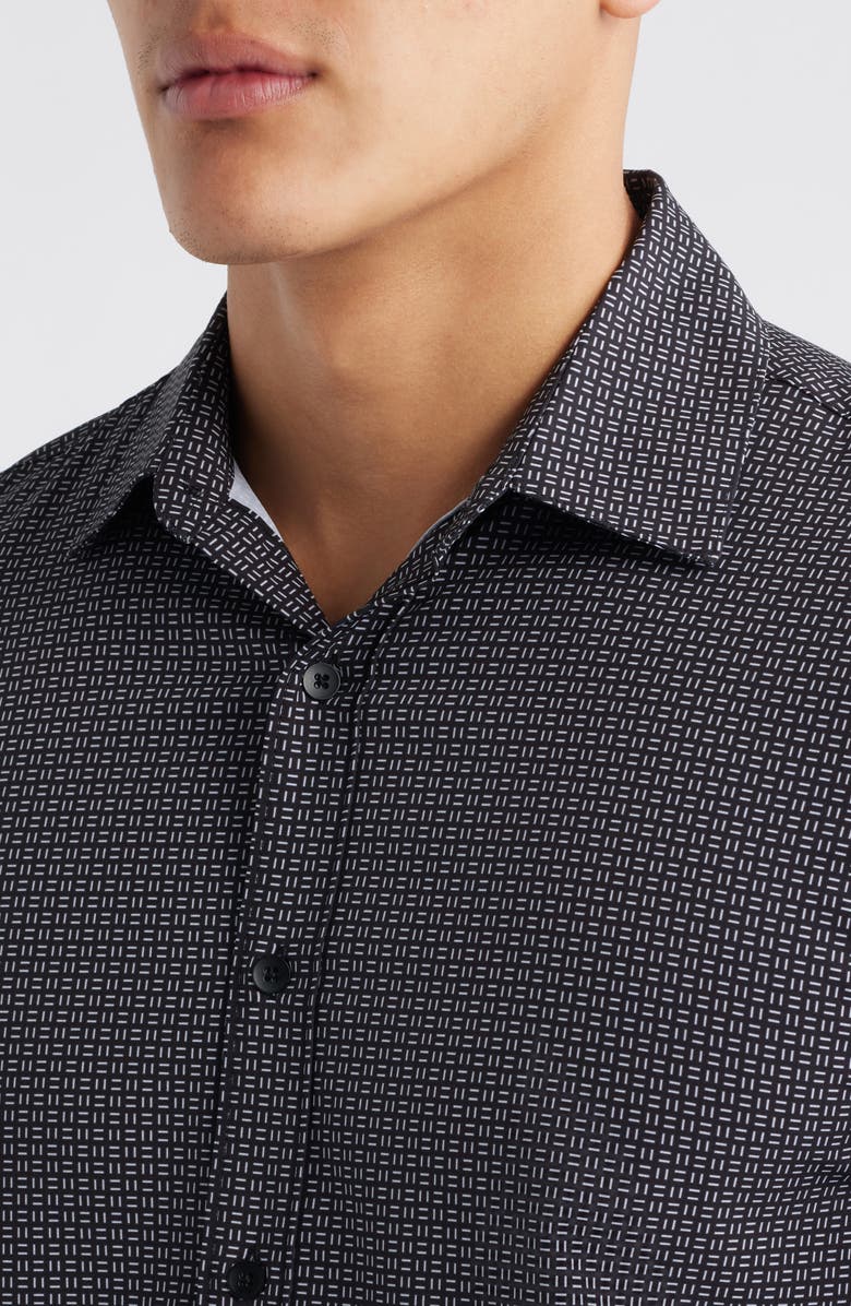 W.R.K Trim Fit Dash Duo Geo Print Performance Button-Up Shirt, Alternate, color, Black
