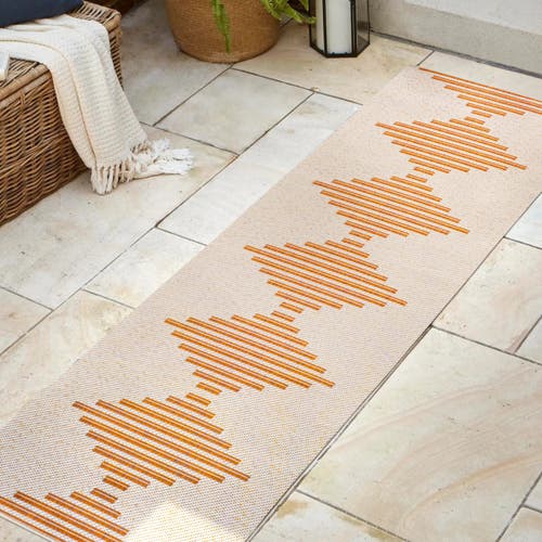 Jonathan Y Vinales Diamond Stripe Indoor/outdoor Beige/orange Runner Rug In Beige/orange