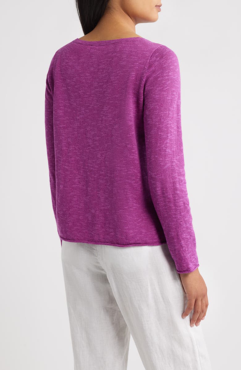 Eileen Fisher Boat Neck Organic Linen & Cotton Sweater, Alternate, color, Grape