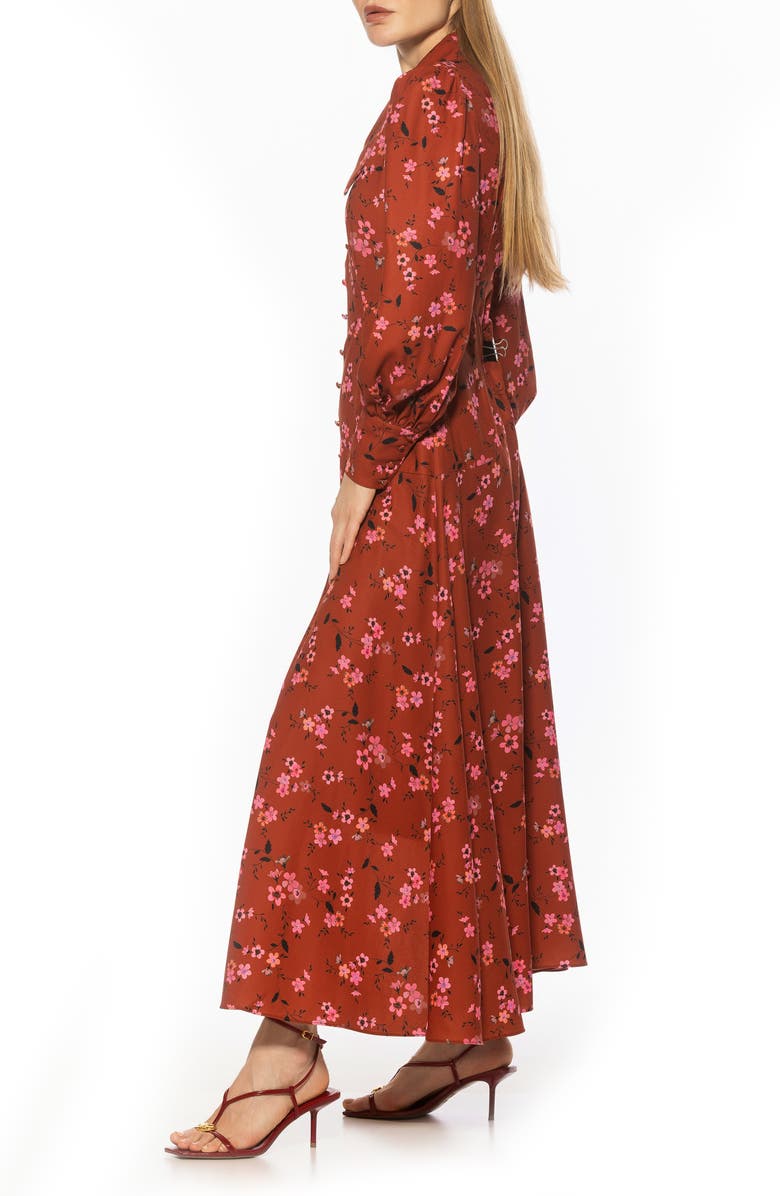 Alexia Admor Kate Collared Long Sleeve Maxi Dress, Alternate, color, Brown Floral
