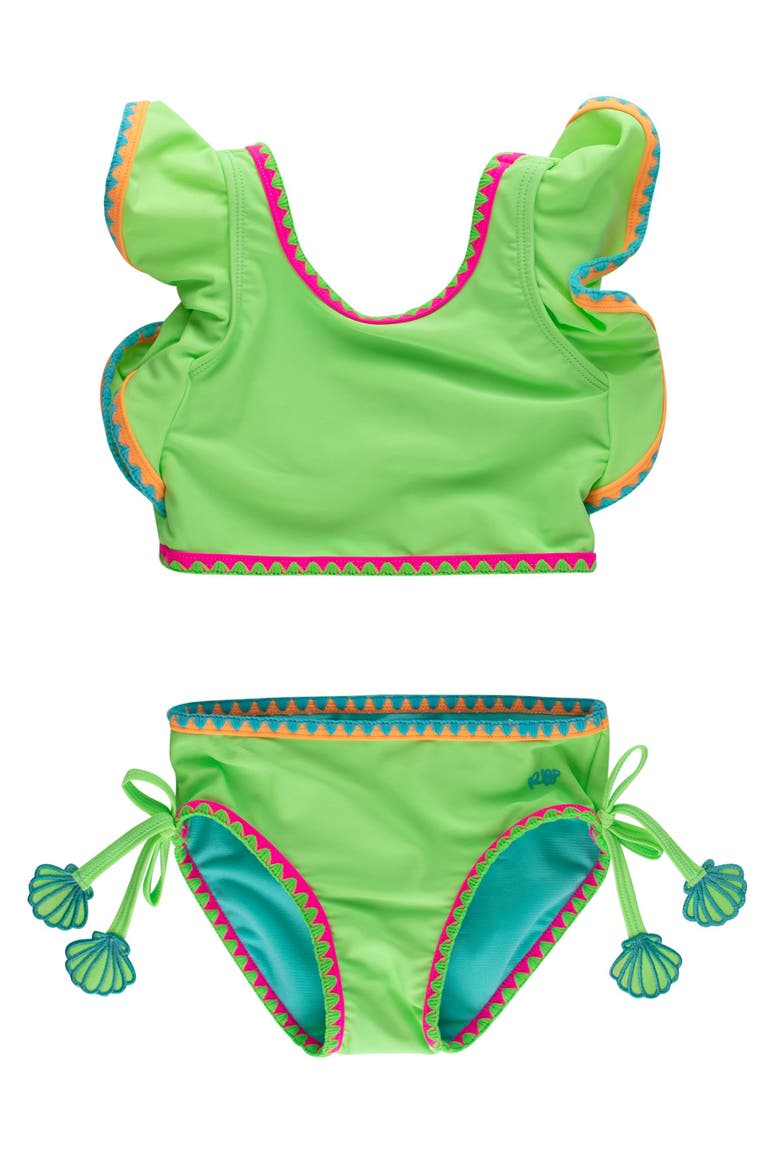 UPF50+ Crochet Detail Butterfly Tankini 2-Piece Swimsuit, Main, color, Neon Honeydew