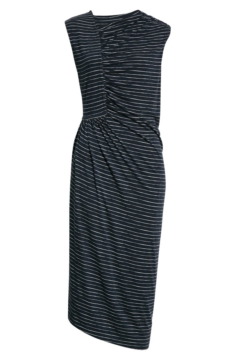 BOSS Esay Ruched Asymmetric Neck Midi Dress, Alternate, color,