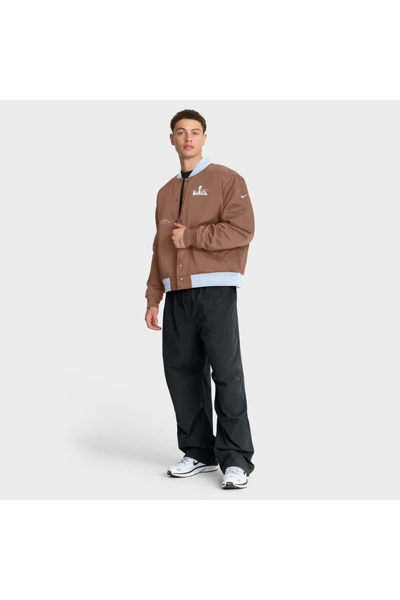 Men's Nike Brown Super Bowl LX Legacy Full-Snap Bomber Jacket, Alternate, color, Brown