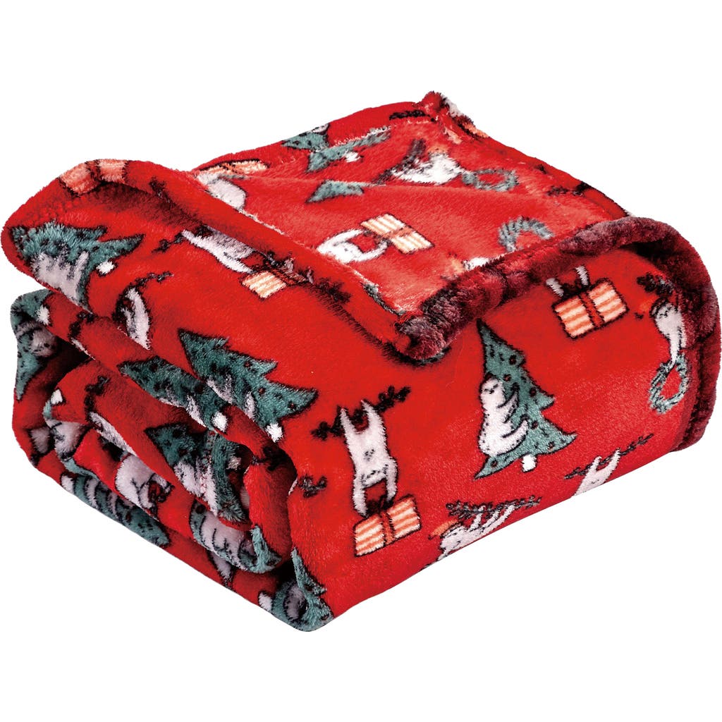 Luxury Home Christmas Sloth Plush Fleece Throw Blanket In Red