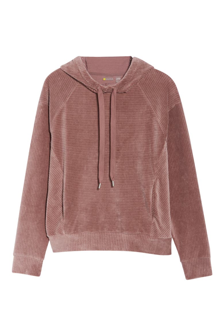 Plush Corduroy Hoodie, Alternate, color, PURPLE TAUPE