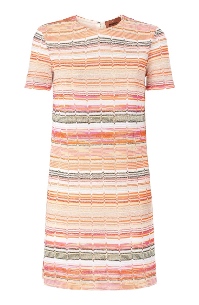 Missoni Short-sleeved Mini-dress With Greek Zig Zag Lamé, Alternate, color, Multicoloured