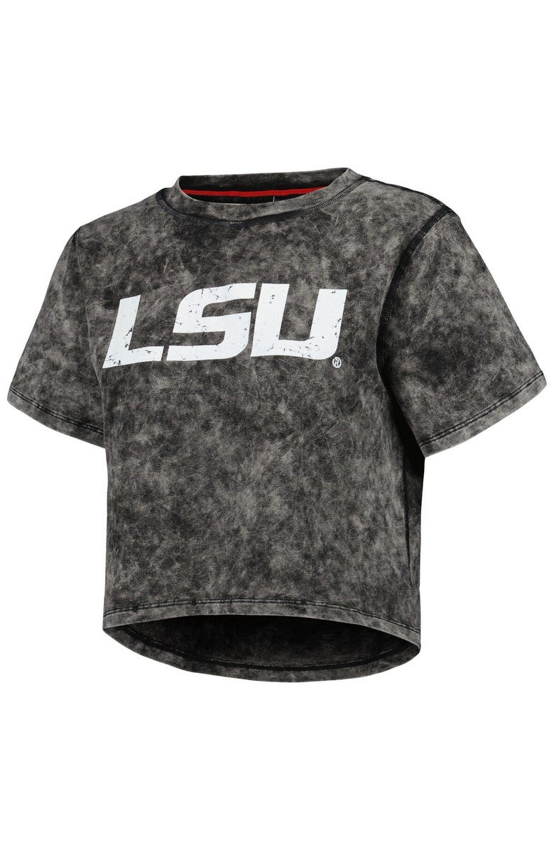 KADYLUXE Women's Black LSU Tigers Vintage Wash Milky Silk Cropped T-Shirt, Alternate, color, Black