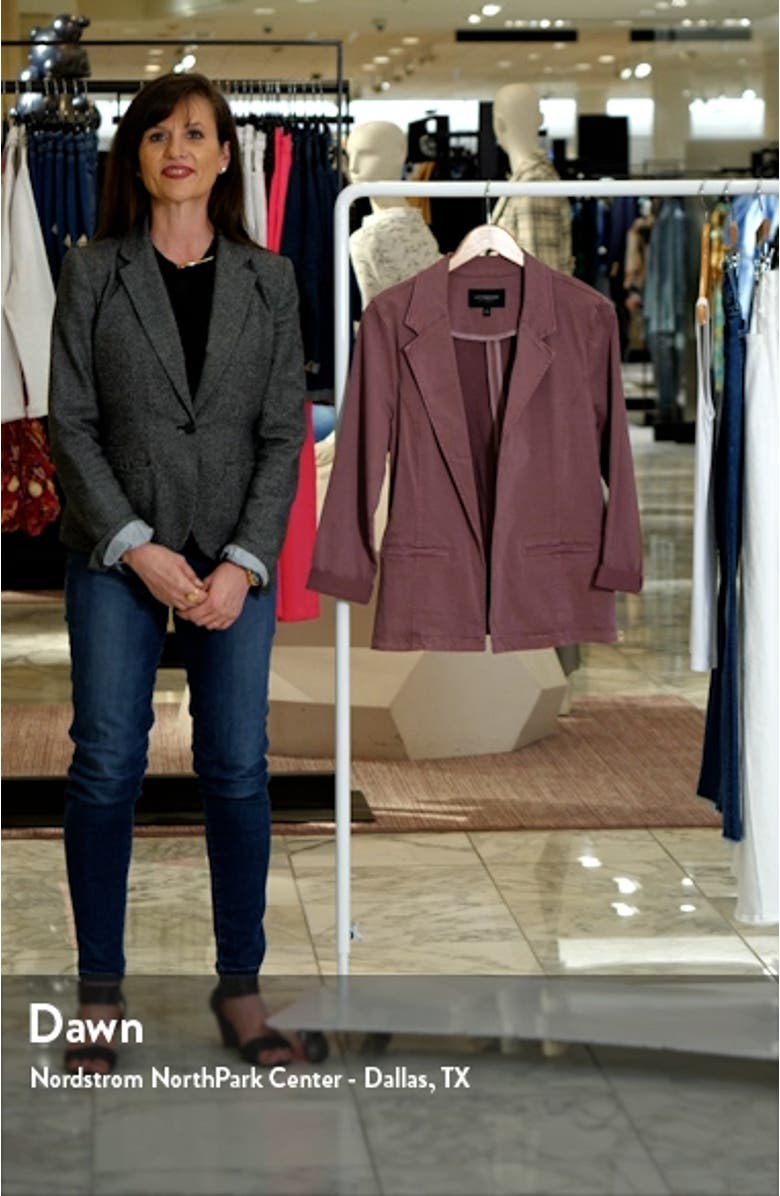 Fitted Open Front Twill Blazer, sales video thumbnail