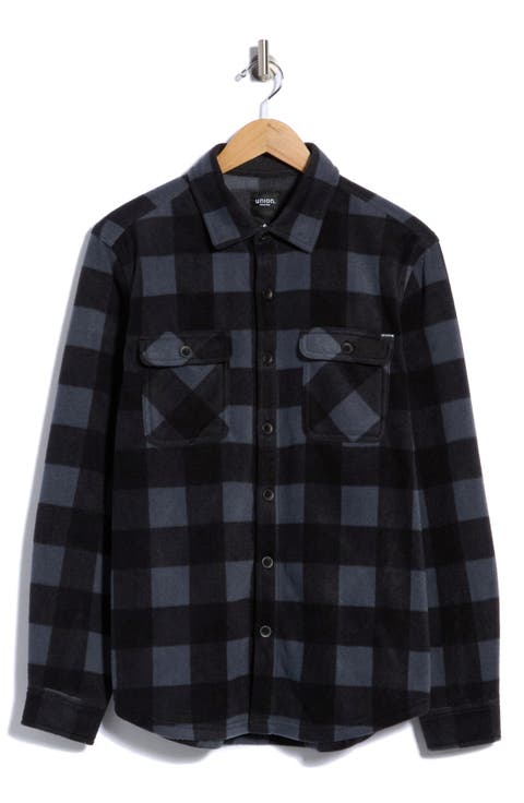 Cascade Buffalo Plaid Microfleece Button-Up Shirt