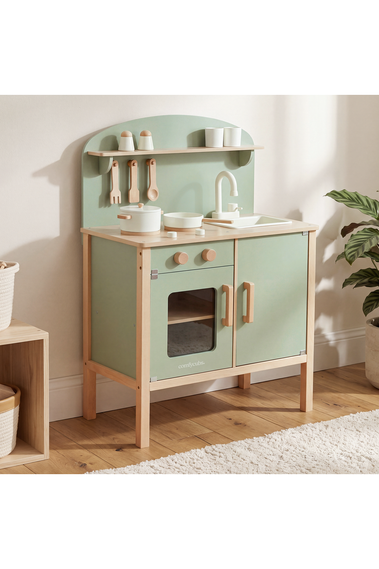 Wooden Kids Kitchen Playset, Main, color, Sage