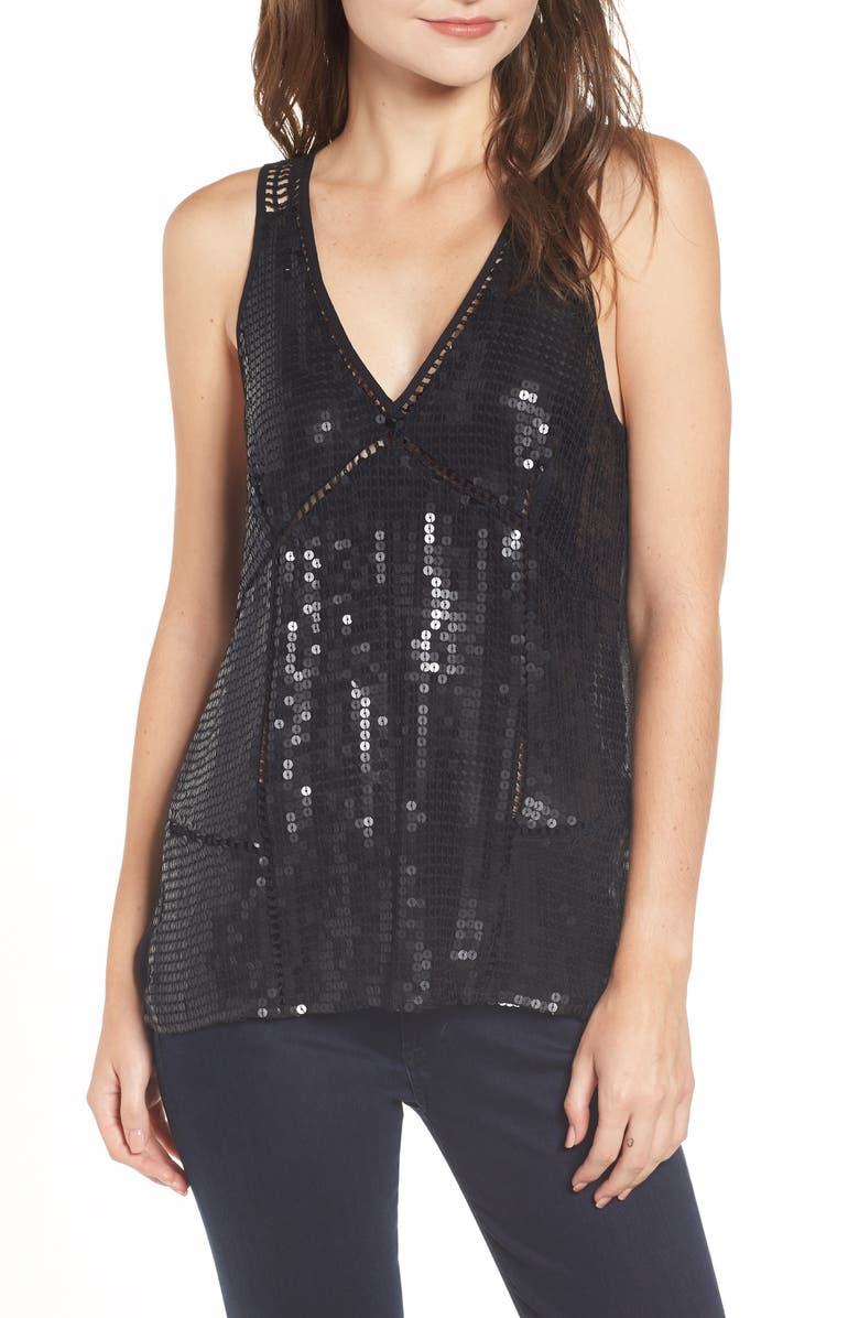 Chelsea28 Trouvé Metallic Sequin Tank, Main, color, 