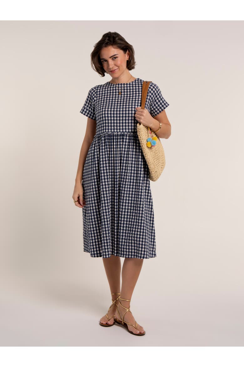 Perla Gingham Midi Dress, Alternate, color, Blue
