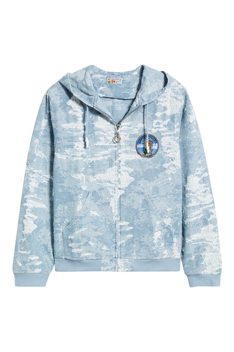 Saint Michael Jacquard Zip-Up Hoodie, Alternate, color, BLUE