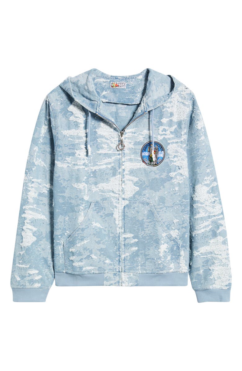 VERYRARE Saint Michael Jacquard Zip-Up Hoodie, Alternate, color, Blue