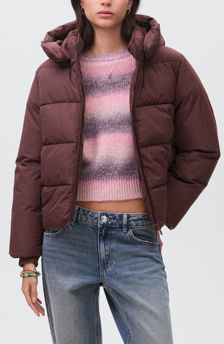 MANGO TEEN Puffer Coat, Alternate, color, Burgundy