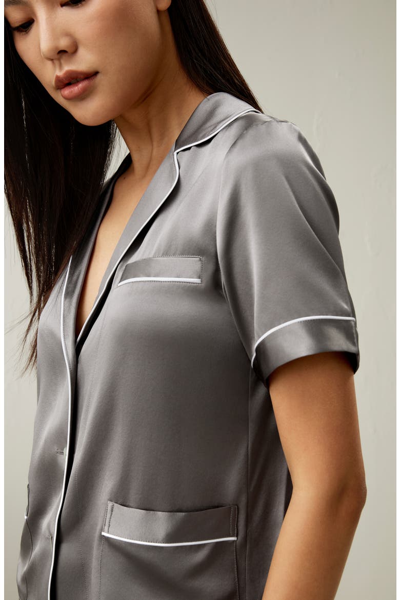 22 Momme Summer Short Silk Pajama Set, Alternate, color, Dark Gray