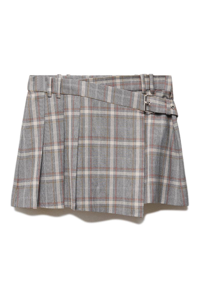 Plaid Wrap Miniskirt, Alternate, color, GREY