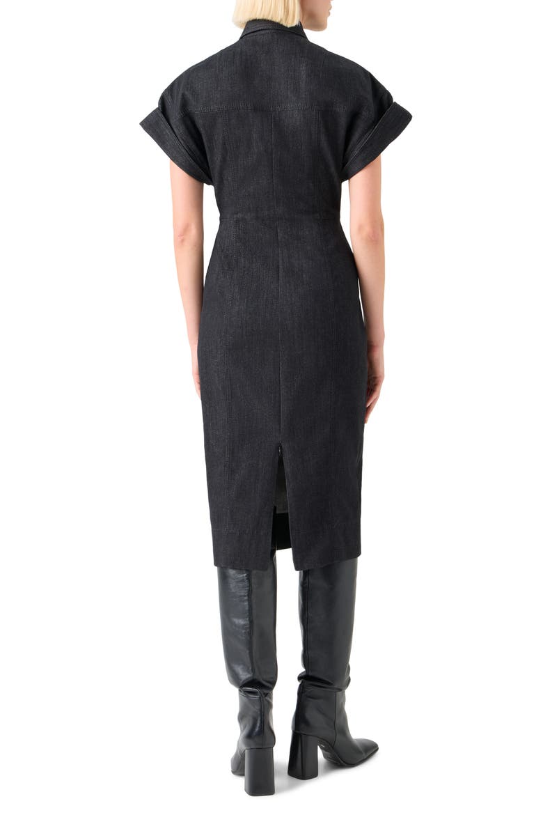 Structured Stretch Denim Shirtdress, Alternate, color, BLACK DENIM