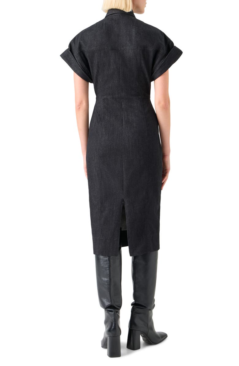 Akris punto Structured Stretch Denim Shirtdress, Alternate, color, Black Denim