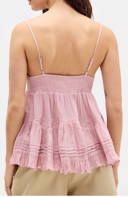 Bdg Urban Outfitters Tiered Crinkled Cotton Camisole In Pink