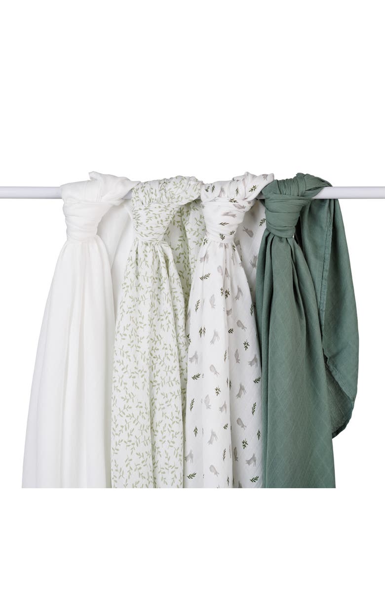 Lulujo Muslin Swaddles 4 Pack, Alternate, color, Fern 
Bunnies