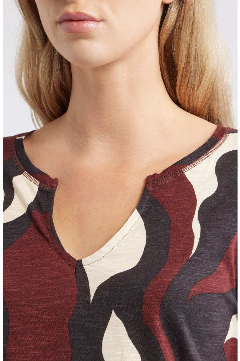 Print Split Neck Knit Top, Alternate, color, CHICORY RED