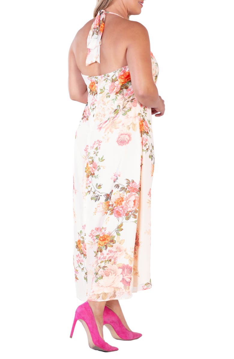 Standards & Practices Floral Halter Maxi Dress, Alternate, color, Beige Floral