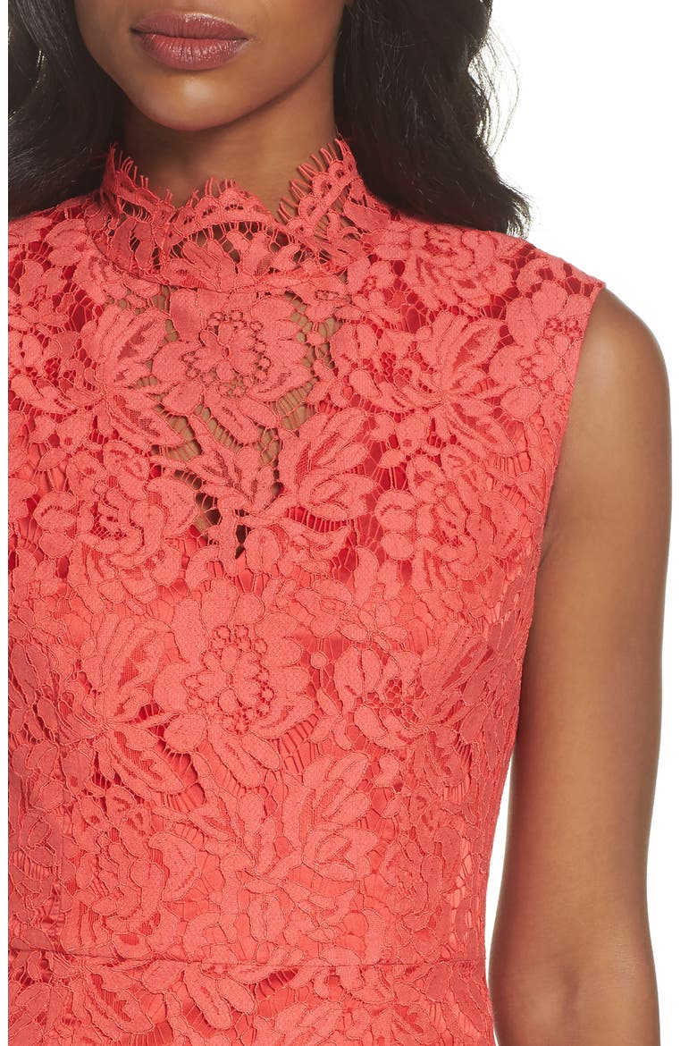 Open Back Lace Sheath Dress, Alternate, color, GRENADINE