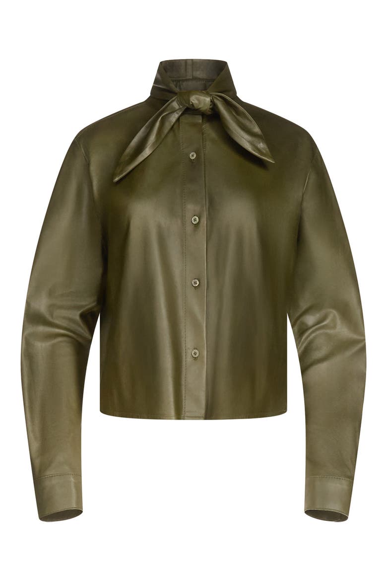 Tied Up in You Leather Shirt, Alternate, color, BEETLE