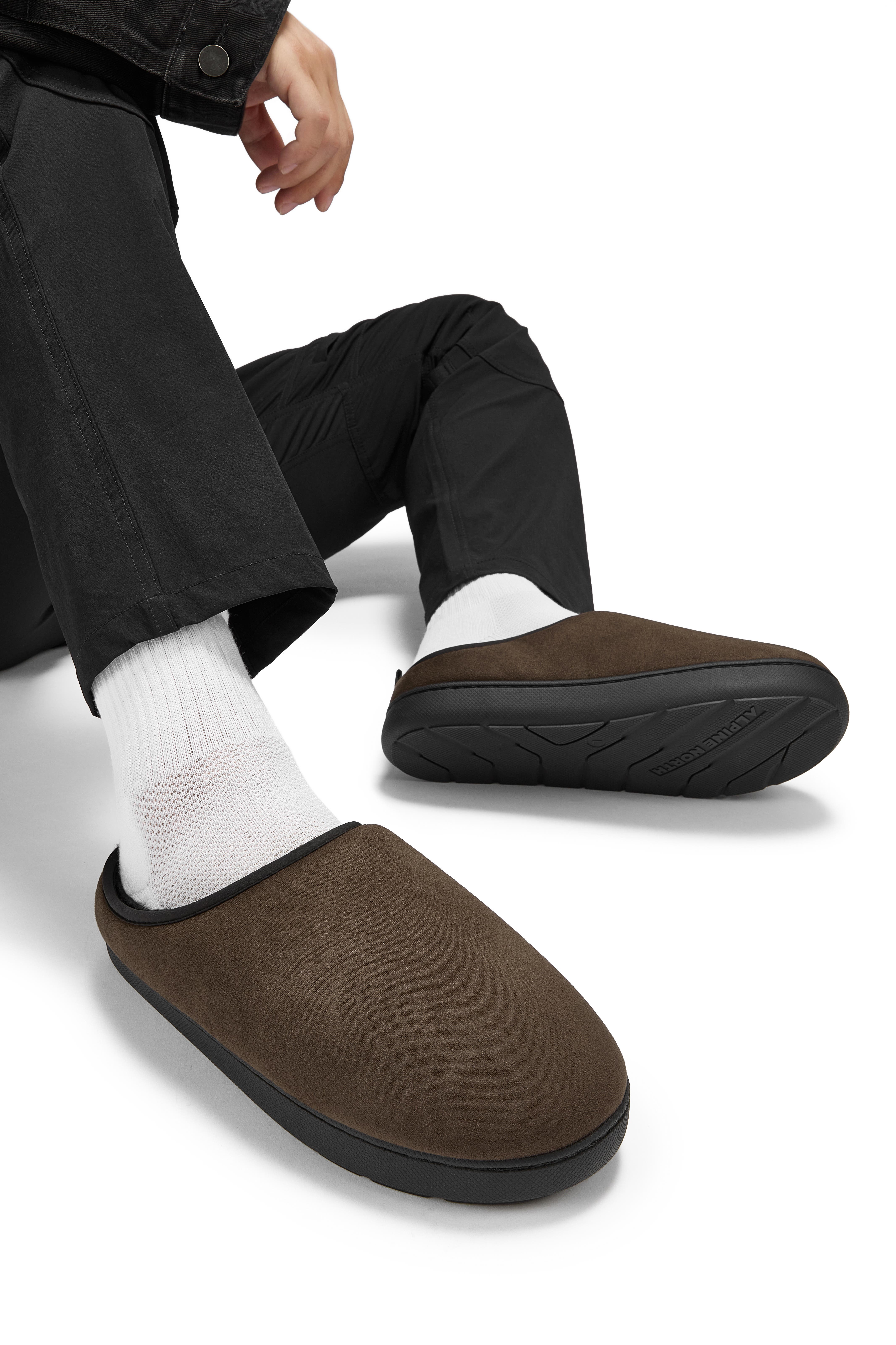 Canmore - Insulated Faux Suede Slippers, Alternate, color, COFFEE